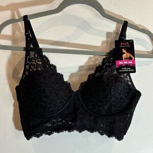 MAIDENFORM Sz 34C Black Lace Multiform Strap No Underwire NEW WITH TAGS